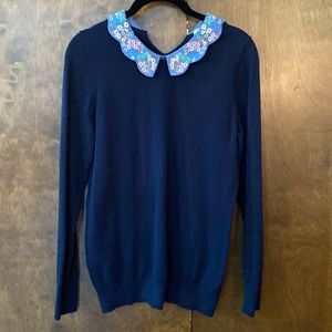 Boden Colette Collar Sweater in Navy Size Small